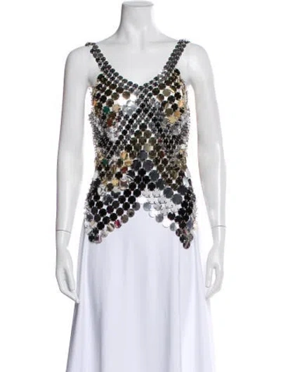 Pre-owned Rabanne Patterned V-neck Top In White