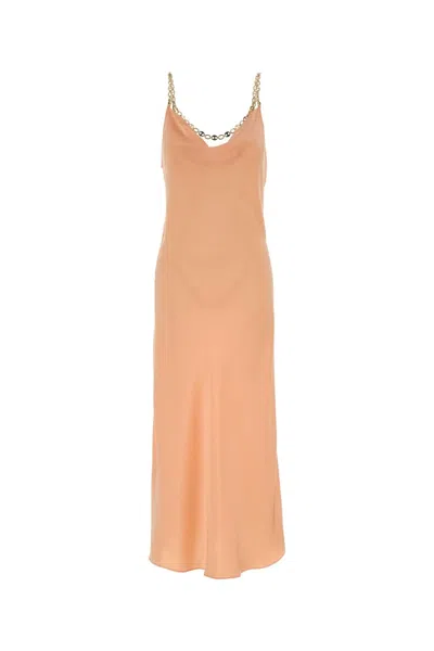 Rabanne Neutrals Cowl Neckline Chain Straps Midi Dress In Brown