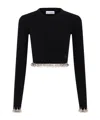 Rabanne Embellished Wool Cropped Top In Black