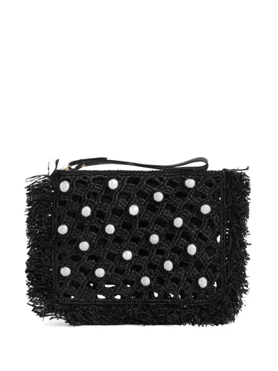 Rabanne Pearl-embellished Fringed Small Clutch Bag In Pink