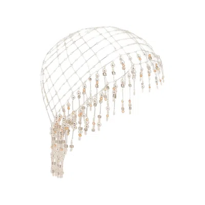 Rabanne Pearl-embellished Hair Beanie In Silver