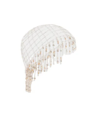 Rabanne Pearl-embellished Hair Beanie In Silver