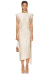 Rabanne Draped Asymmetric Urania Midi Dress In Nude