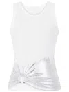 Rabanne Embellished Metallic Ribbed Stretch-cotton Jersey Tank In White