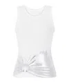 Rabanne Embellished Metallic Ribbed Stretch-cotton Jersey Tank In White