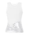 Rabanne Embellished Metallic Ribbed Stretch-cotton Jersey Tank In White