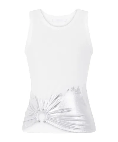 RABANNE PIERCING-APPLIQUÉ RIBBED TANK TOP