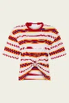 Rabanne Embellished Striped Cotton-blend Jersey T-shirt In Red