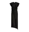 Rabanne Embellished Asymmetric Draped Satin-jersey Midi Dress In Black