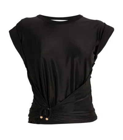 Rabanne Asymmetric Gathered-detail Blouse In Black In Schwarz
