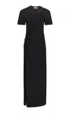 Rabanne Piercing-detailed Cutout Cotton-jersey Maxi Dress In Black