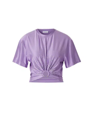 RABANNE PIERCING EMBELLISHED CROPPED T-SHIRT