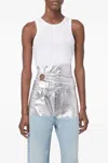 Rabanne Ribbed Top With Piercing Applique In White
