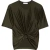 Rabanne Piercing Ring Satin Jersey Crop T-shirt In Green