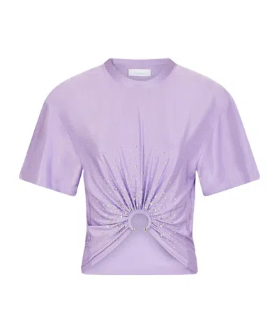 RABANNE PACO RABANNE PIERCING EMBELLISHED CROPPED T-SHIRT