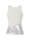 Rabanne Embellished Metallic Ribbed Stretch-cotton Jersey Tank In White