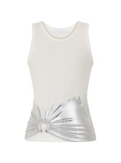 RABANNE RABANNE PIERCING TANK TOP WHITE AND SILVER