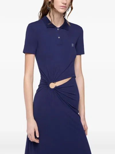Rabanne Piercing-detail Polo-collar Maxi Dress In Blue