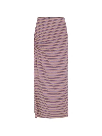Rabanne Piercing-detail Striped Maxi Skirt In Purple