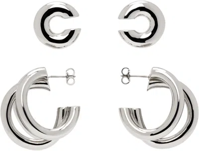 Rabanne Pin & Cuff Earrings Set In Silver