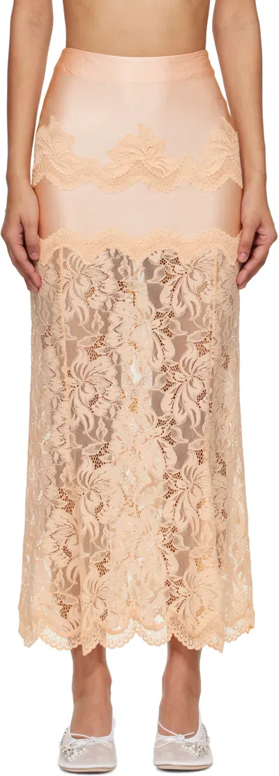 Rabanne Pink Floral Midi Skirt In Neutral