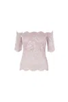 Rabanne Off-the-shoulder Lace Top With Floral Patterns