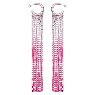 Rabanne Pink Mesh Long Hoop Earring