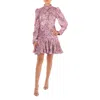 Rabanne Pink Screw Printed Ruched Mini Dress In Pink