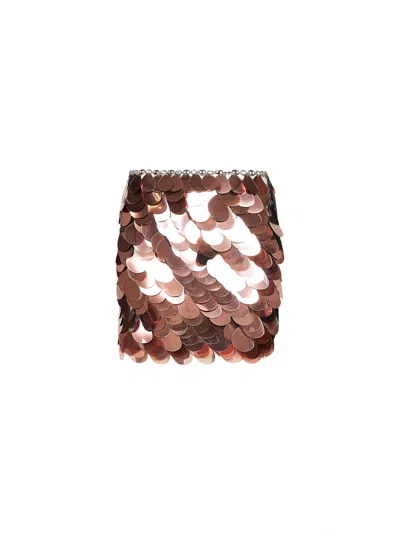 Rabanne Pink Tee Plastic Disc Miniskirt In Gold