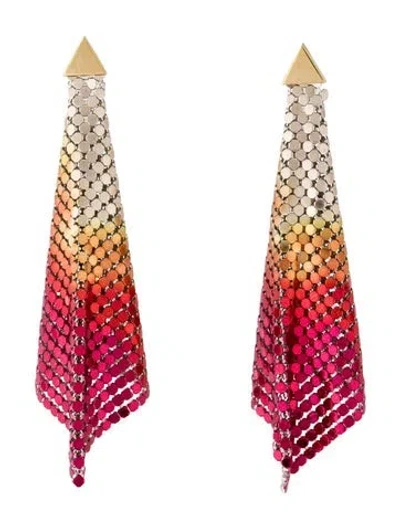 Pre-owned Rabanne Pixel Flow Chainmail Drop Earrings In Multi