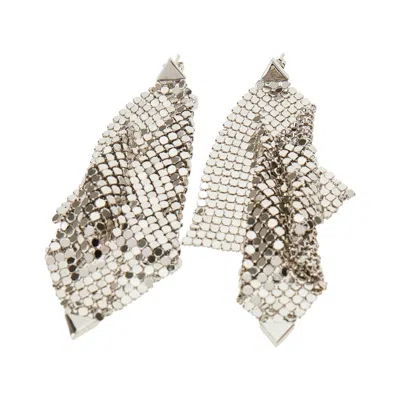 Rabanne Pixel Flow Earrings In Silver