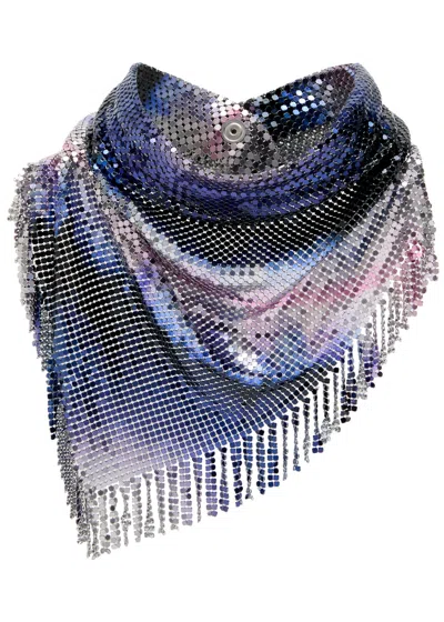 Rabanne Pixel Fringed Chainmail Scarf In Multicoloured