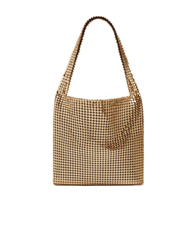 Rabanne Pixel Metallic-finish Shoulder Bag In Nude