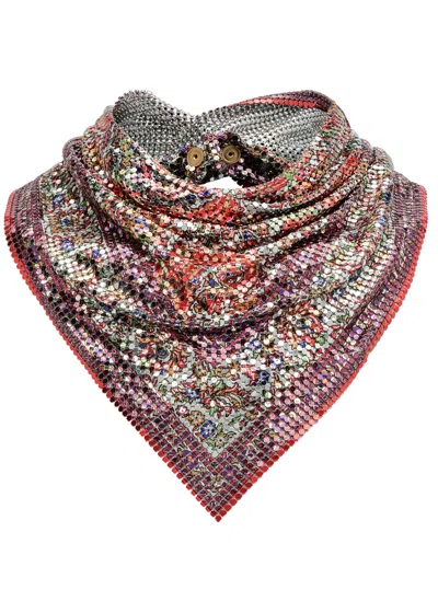 Rabanne Pixel Printed Chainmail Scarf In Multicoloured