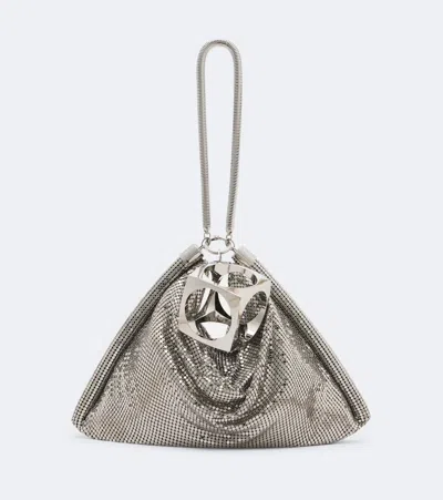 Rabanne Pixel Tube Chainmail Pouch In Silver