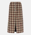 Rabanne Checked Wool-blend Tweed Midi Skirt In Multicoloured