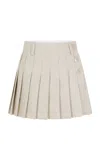 Rabanne Womens Box-pleat Button-front Cotton And Wool-blend Mini Skirt Mix Grey In Light Grey