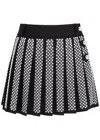 Rabanne Womens Stud-embellished Pleated Wool Mini Skirt Black