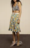 Rabanne Pleated Floral Midi Skirt In Multi