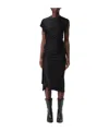 Rabanne Black Dress With Silver-tone Buttons And Draped Detail In Black