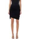 Rabanne Asymmetric Draped Mini Skirt In Nero