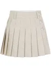 Rabanne Womens Box-pleat Button-front Cotton And Wool-blend Mini Skirt Mix Grey In Neutrals