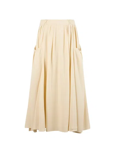 Rabanne Pleated Patch-pocket Midi Skirt In Neutral