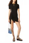 Rabanne Side Snap Ruched Asymmetric Minidress In Black