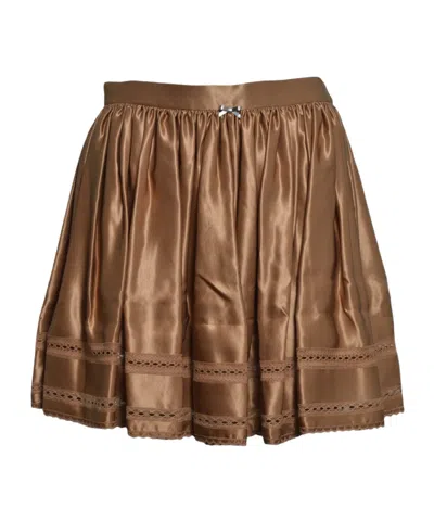 Rabanne Lace-trim Pleated Mini Skirt In Brown
