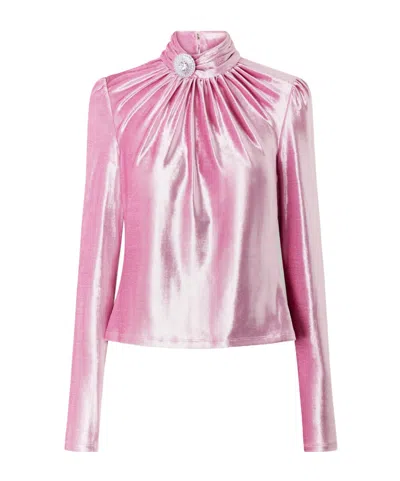 Rabanne Pleated Turtleneck Shirt In Pink