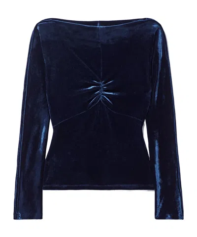 Rabanne Pleated Velvet Top In Blue