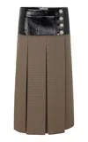 Rabanne Pleated Wool Midi Skirt In Multi