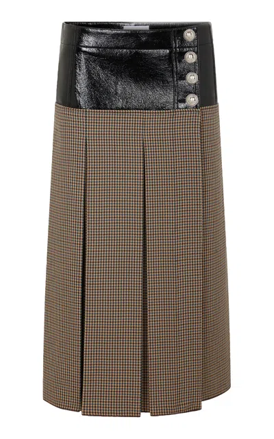 Rabanne Pleated Wool Midi Skirt In Multi
