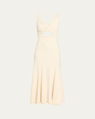Rabanne Plunging Strappy Cutout Midi Tank Dress In Neutral